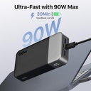 NOBIS Portable Charger 20000mAh 90W Laptop Power Bank | 2C+2A USB-C Fast Charging Battery Pack with LED Display for Laptops, Tablets, Steam Deck & Phones