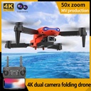 E99 PRO MAX Drone with 4K Dual Camera, orange，2 Batteries, Obstacle Avoidance, 1-Hour Return-to-Home, LED Lights, Foldable Quadcopter, Spare Propellers & Tools